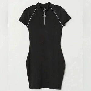 H&M JERSEY DRESS WITH ZIP Black, size Small